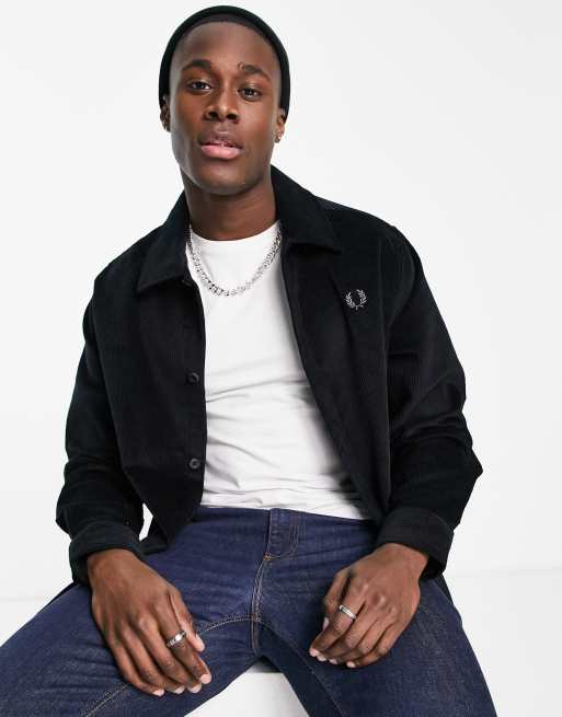 Fred Perry - Camicia nera in tessuto a coste 