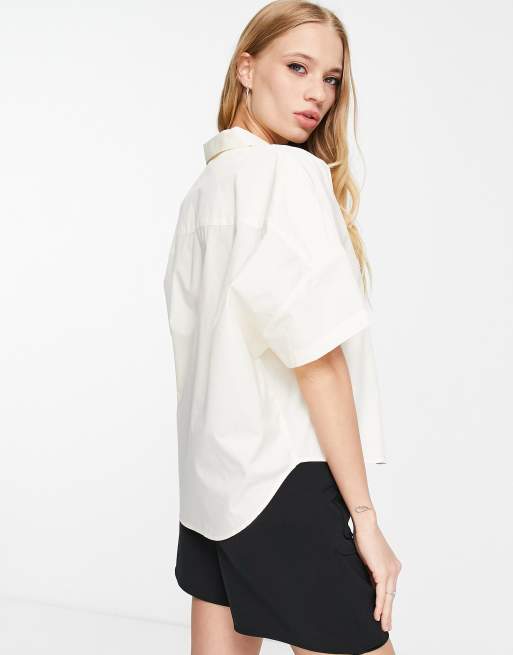 Fred Perry - Camicia oversize intrecciata écru, 3 di 4