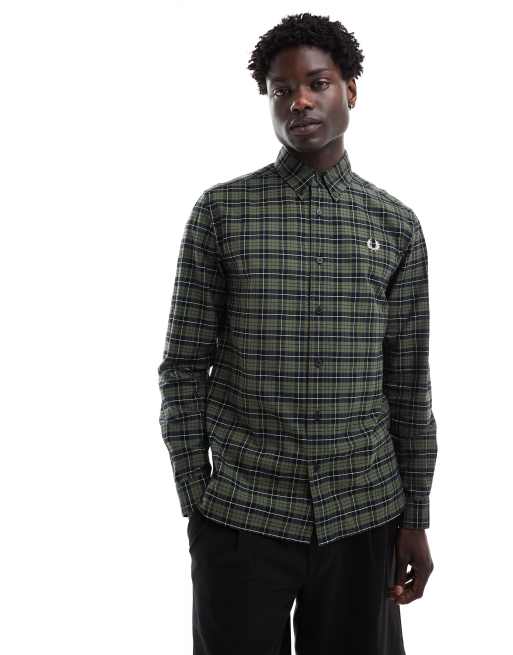 Fred Perry Camicia Oxford a quadri scozzesi verdi e neri ASOS