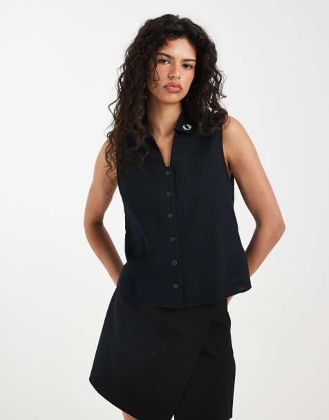 Fred Perry - Camicia senza maniche nera a righe trasparenti - view 1