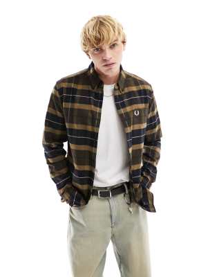 Fred Perry - Camicia spazzolata color tabacco a quadri scozzesi