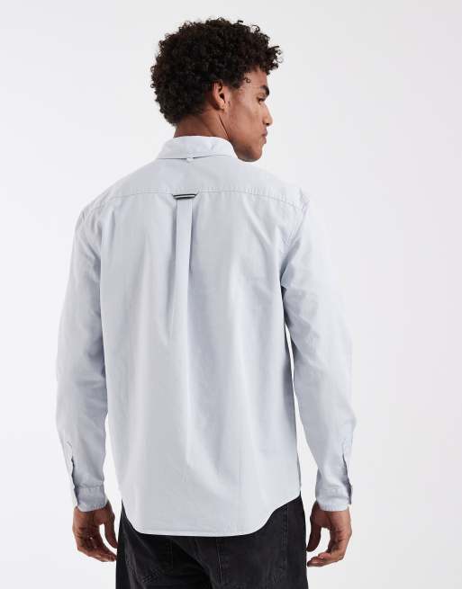Fred Perry - Camisa azul pálido holgada de sarga lavada, 4 de 5