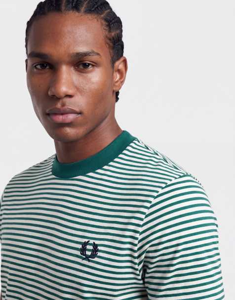 Fred Perry - Camiseta a rayas verdes y blancas de tejido grueso - view 1