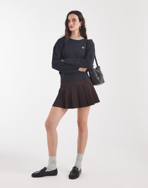 Fred Perry - camiseta de manga larga con doble ribete en azul marino - view 1