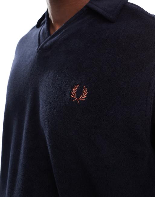 トップス FRED PERRY 20AW Velour Collar Polo Shirt Velour Polo Shirt - Dark Carbon | Men's Polo Shirts | Short