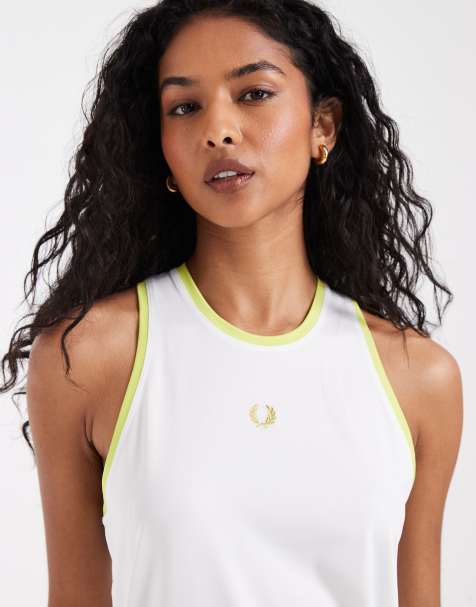 Fred Perry - Canotta bianca da tennis con logo centrale - view 1