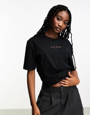 Fred Perry central logo t-shirt in black | ASOS