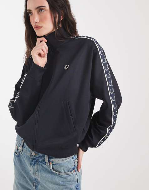Fred Perry - chaqueta de chándal con bandas en azul marino - view 1