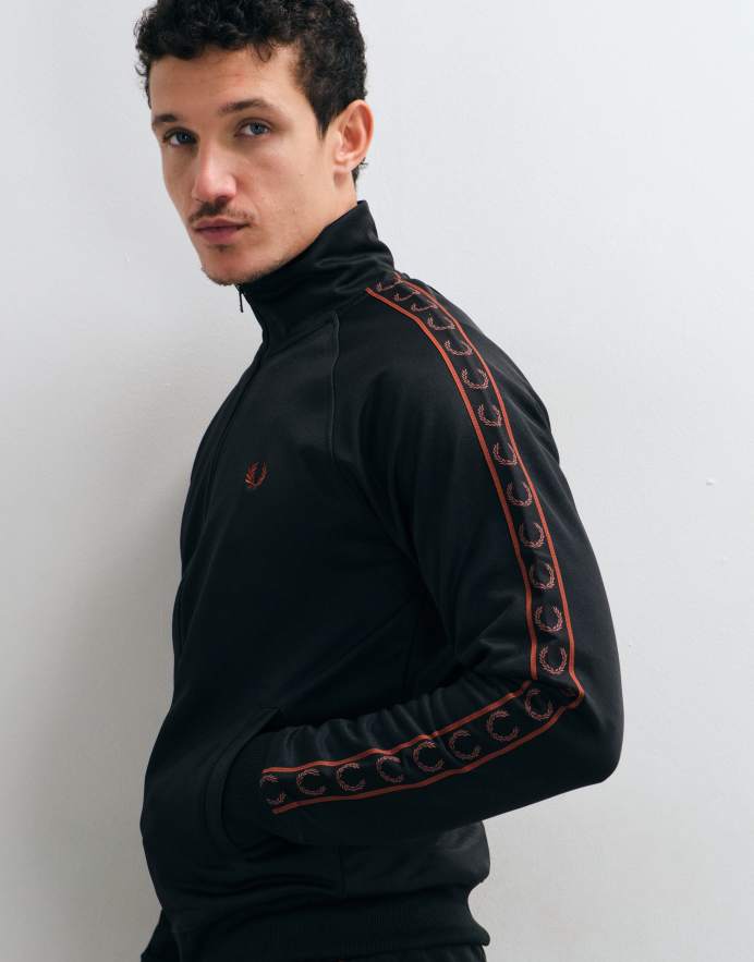 Fred Perry chaqueta deportiva de conjunto con cinta en contraste en negro