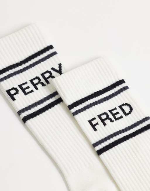 Fred Perry - Chaussettes de tennis rayées à logo - Écru, 2 de 3