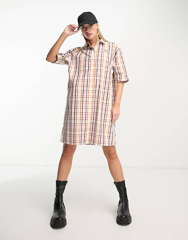 Fred Perry - check shirt dress in cream