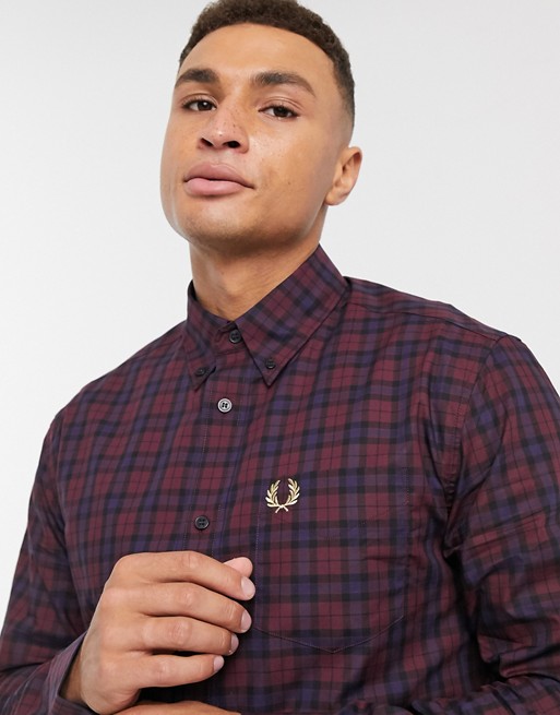 Fred Perry checked shirt in burgundy