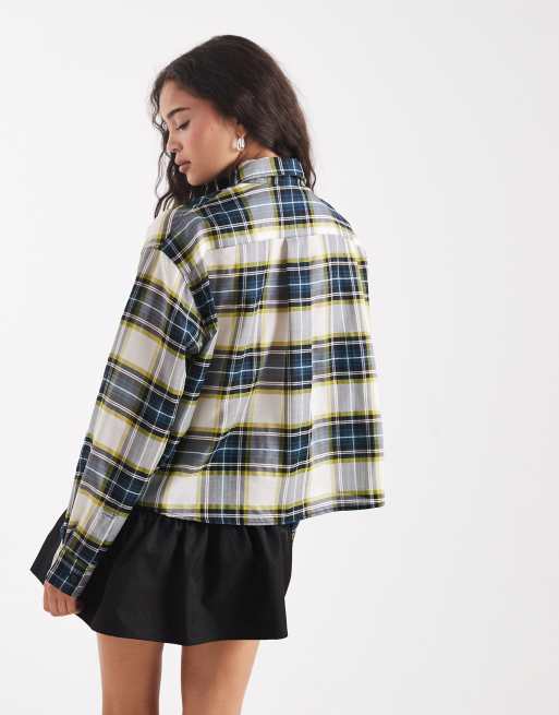 Chemise à carreaux bleue à manches courtes pour homme XL