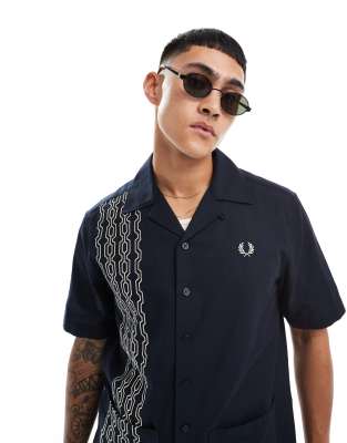 Fred Perry - Polo avec bordures à deux rayures - Blanc cassé et noir