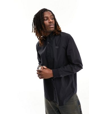 Fred Perry boyfriend fit shirt in black  - ASOS Price Checker