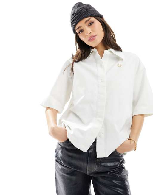 Fred Perry Chemise coupe carree Blanc Cra wallonieShops