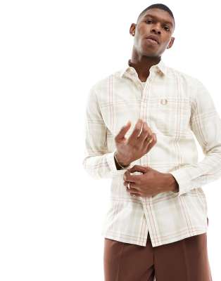 Fred Perry tartan twill shirt in white - ASOS Price Checker