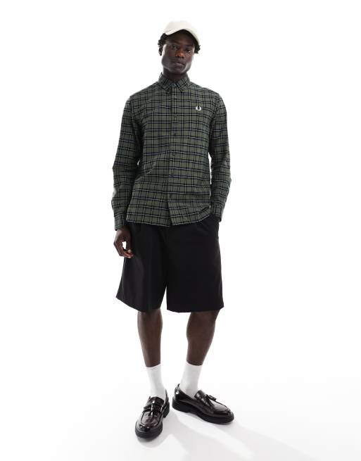 Fred Perry - Chemise Oxford à carreaux écossais - Vert et noir