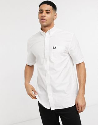 Chemises Fred Perry - Chemise Oxford à manches courtes - Blanc