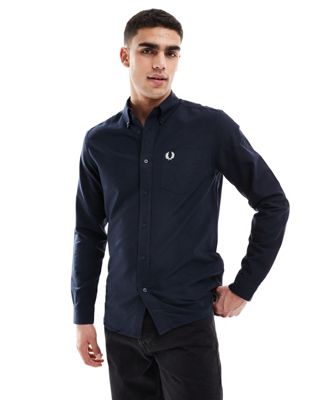 Fred Perry oxford shirt in navy - ASOS Price Checker