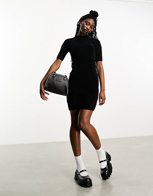 Fred Perry Chenille rib dress in black | ASOS