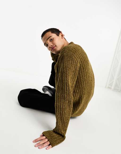 Fred Perry chenille ribbed jumper in shaded stone brown | ASOS