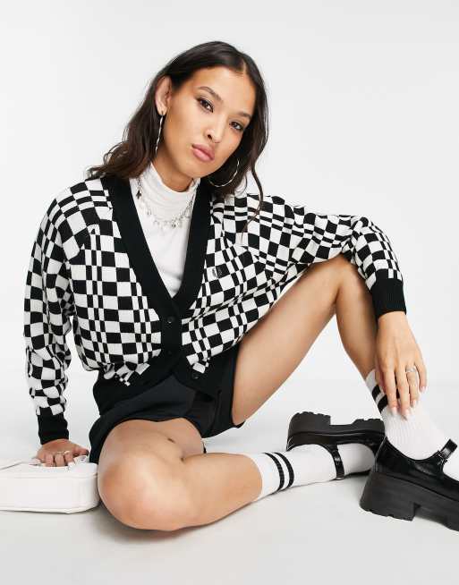 Fred Perry chequerboard print cardigan in black | ASOS