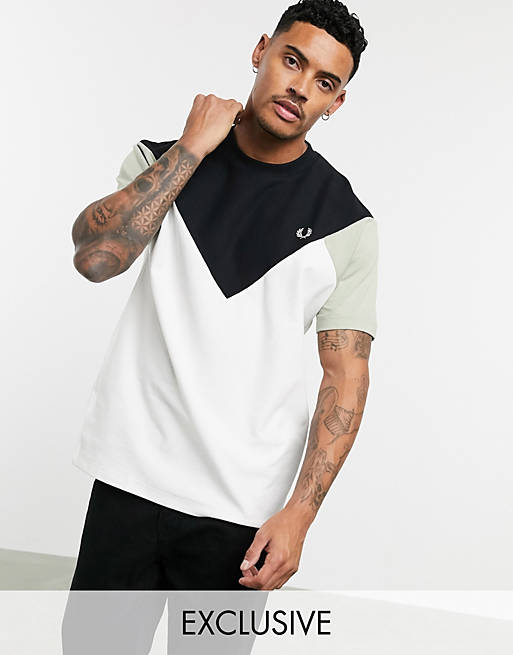 fred perry black and white t shirt