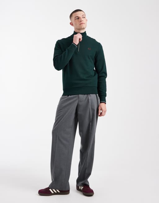Fred Perry – Ciemnozielona bluza z zamkiem pod szyją i logo, 2 z 5