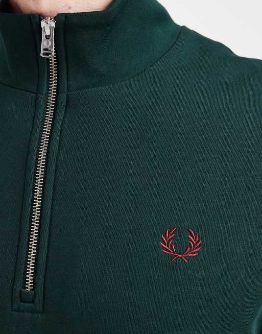 Fred Perry – Ciemnozielona bluza z zamkiem pod szyją i logo, 5 z 5