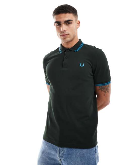 Fred Perry – Ciemnozielona koszula polo z kontrastującymi lamówkami