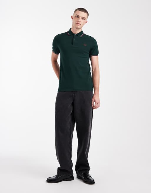 Fred Perry – Ciemnozielona koszulka polo z lamówkami i logo, 2 z 5