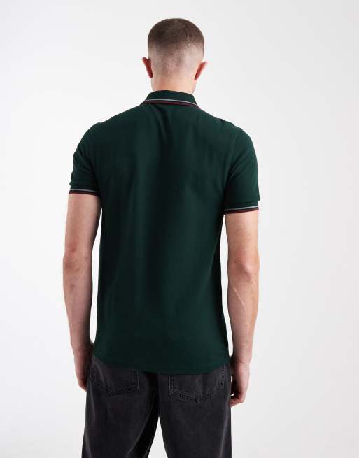 Fred Perry – Ciemnozielona koszulka polo z lamówkami i logo, 3 z 5