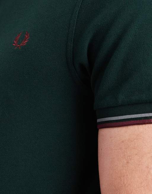 Fred Perry – Ciemnozielona koszulka polo z lamówkami i logo, 5 z 5