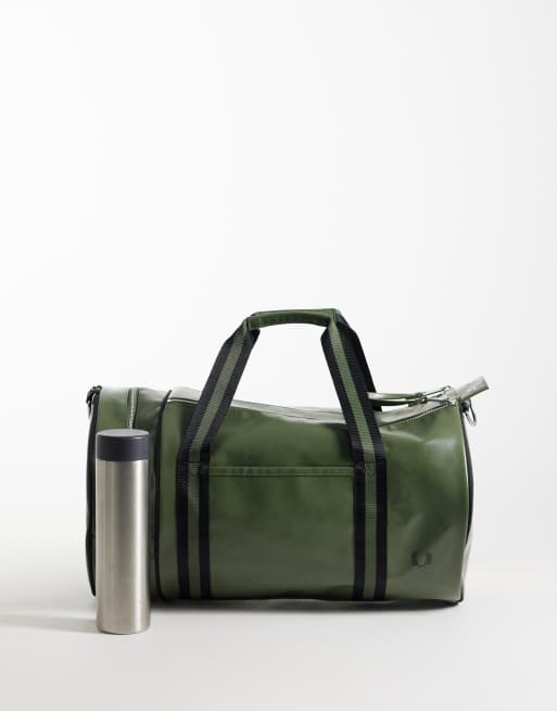 Fred Perry classic barrel bag in black and khaki, 2 of 4