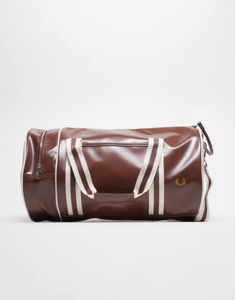 Fred Perry classic barrel bag in tan & ecru - view 1