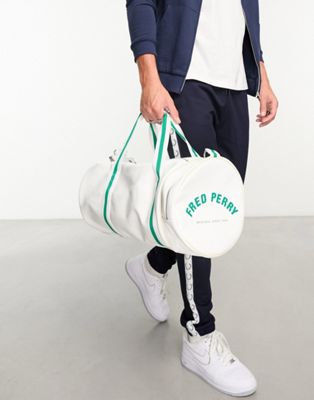 Fred Perry classic barrel bag in white