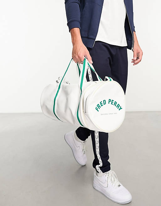 Fred Perry classic barrel bag in white | ASOS