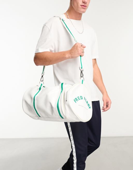 Fred Perry classic barrel bag in white