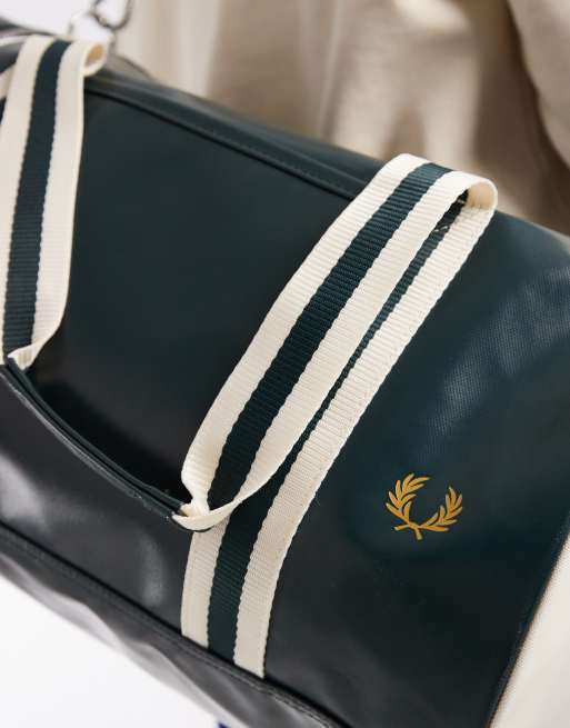 fred perry navy and green tartan miller rain barrel bag Classic Mini Navy/Grassroots  Spiral Seven Fred Perry Classic Mini Barrel