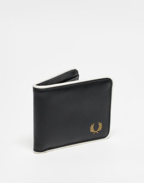 Fred Perry classic bifold wallet in black & ecru - view 1