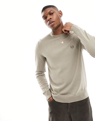 Fred Perry classic crew neck jumper in warm grey  - ASOS Price Checker