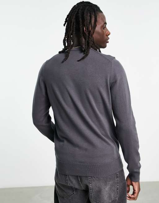 Fred Perry classic crew neck sweater in gray ASOS