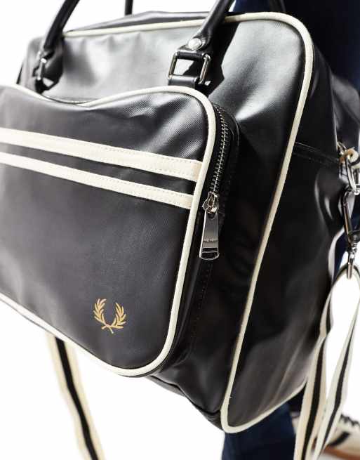 Fred Perry classic holdall bag in black and off white, 3 of 4