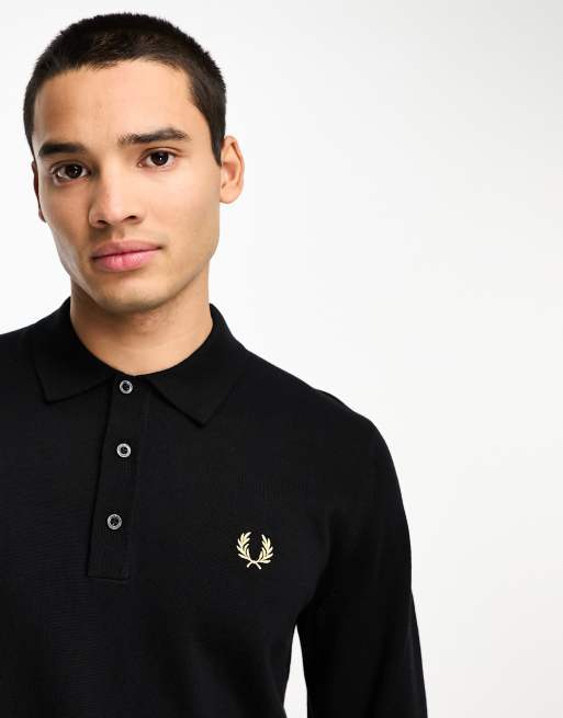 FRED PERRY Knitted Polo (そそ) Fred Perry Bouclé Jacquard Knitted Polo Ecru at CareOfCarl.com