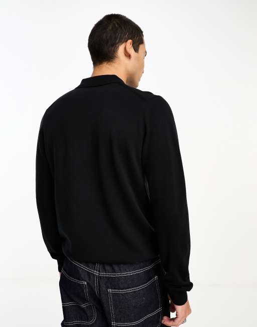Fred Perry classic knitted polo shirt in black | ASOS
