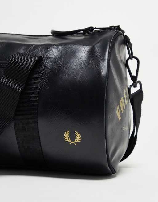 Fred Perry classic tonal PU barrel bag in Black, 3 of 4