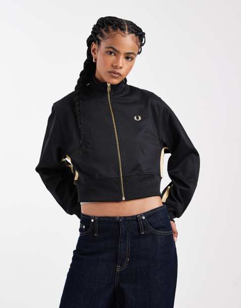 Fred Perry co-ord taped detail logo track jacket in black