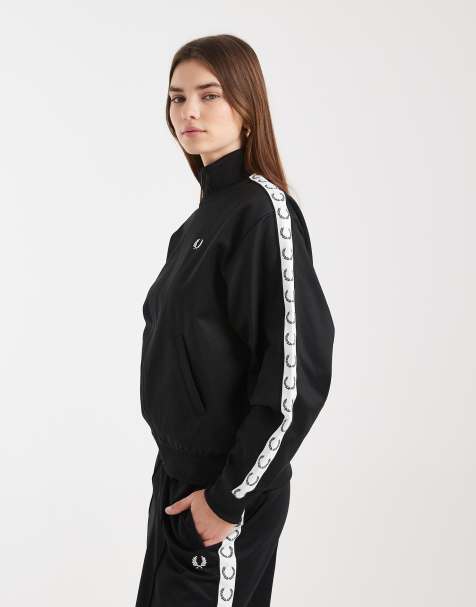 Fred Perry co-ord taped logo track jacket in black