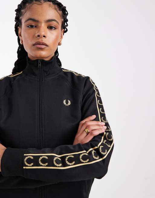 Fred Perry co-ord taped logo track jacket in black, 2 of 4